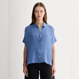 Everlane The Boxy Shirt in Washable Silk - French Blue